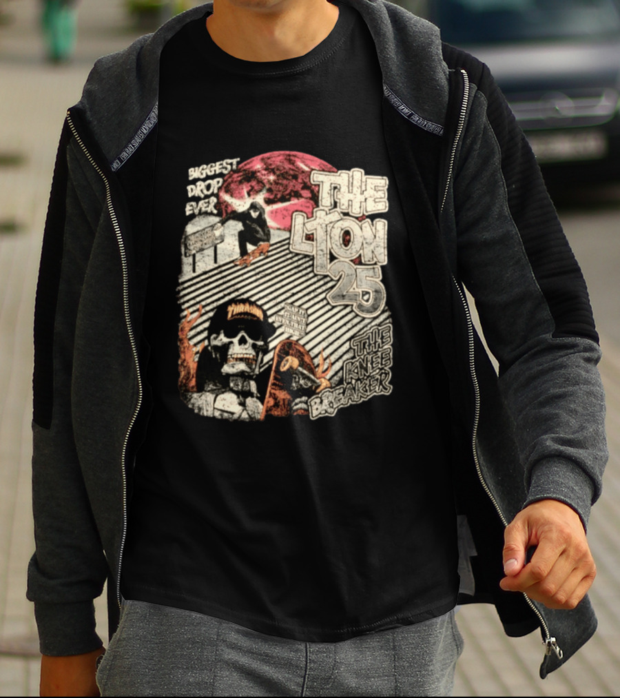 Biggest Drop Ever The Lyon 25 The Knee Breaker Skate Thrash T-Shirt