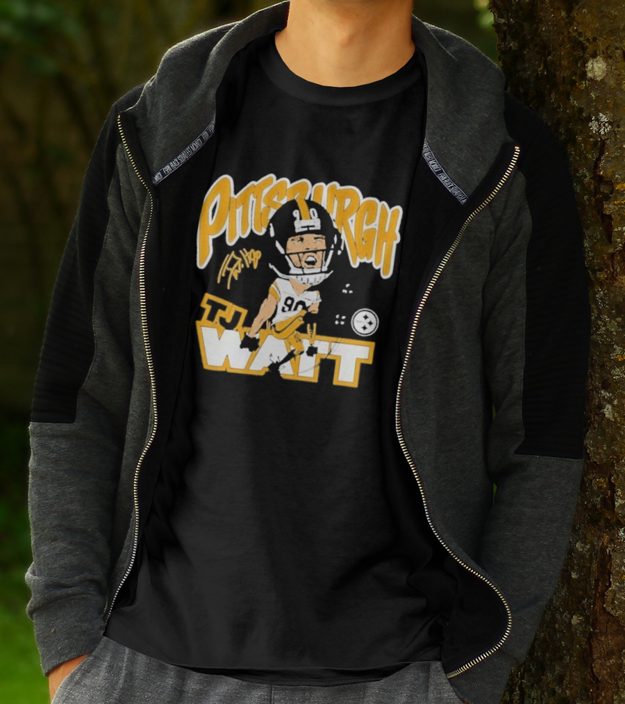 Pittsburgh TJ Watt 90 Cartoon Scream Steelers T-Shirt