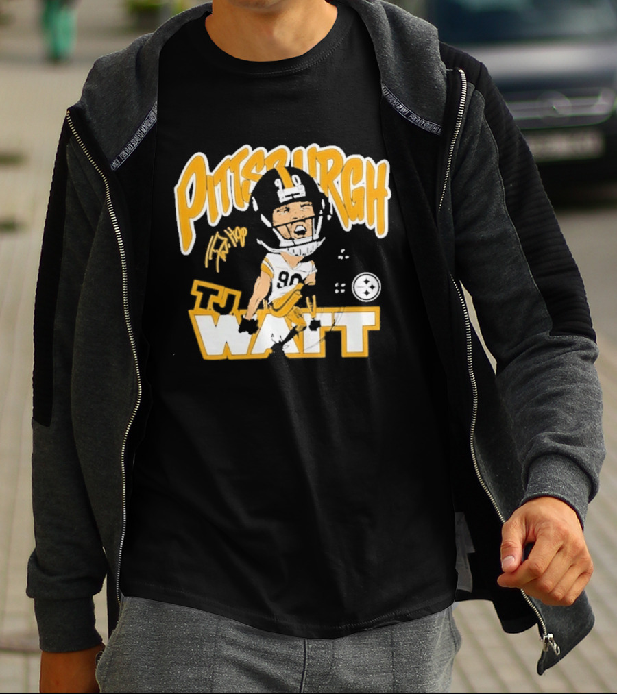 Pittsburgh TJ Watt 90 Cartoon Scream Steelers T-Shirt