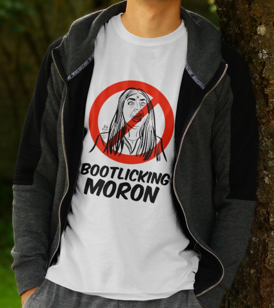 Bootlicking Moron Satire Political Red Circle Cross Line T-Shirt