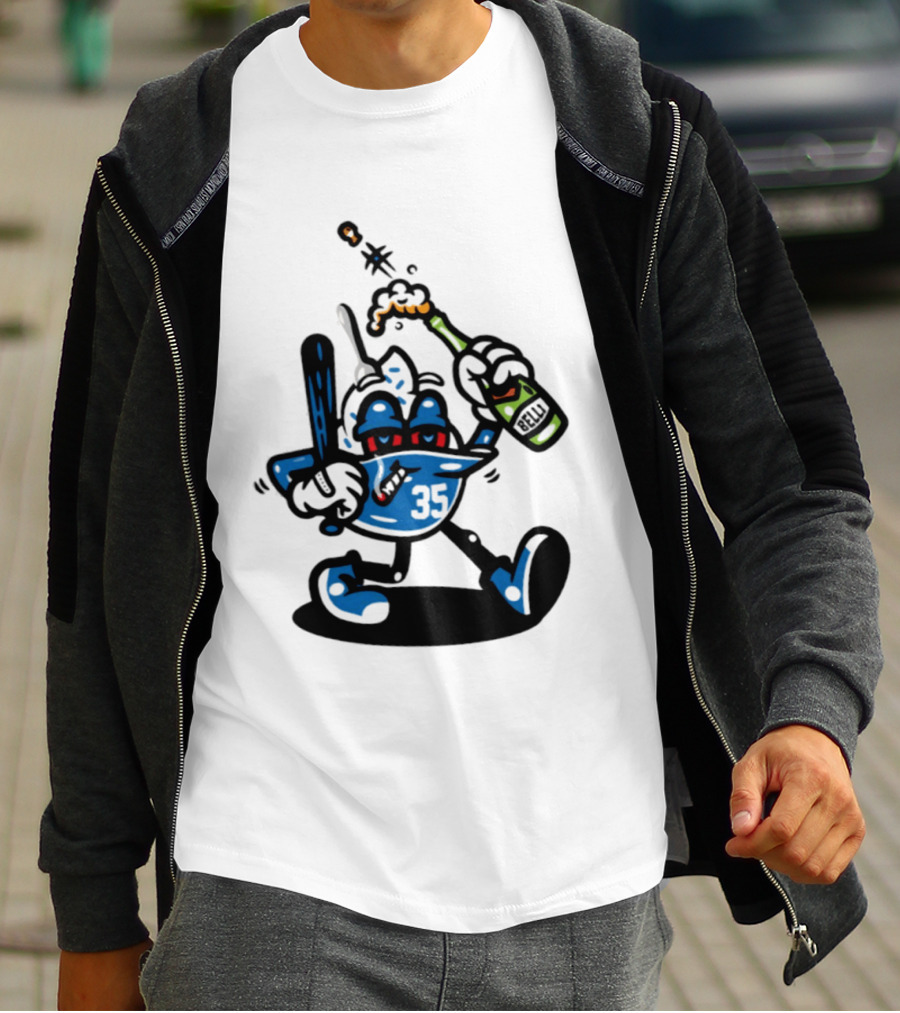 Cody Bellinger 35 Belli Champagne Celebration Baseball Cartoon T-Shirt