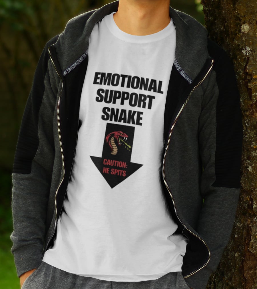 Emotional Support Snake Caution He Spits Arrow T-Shirt