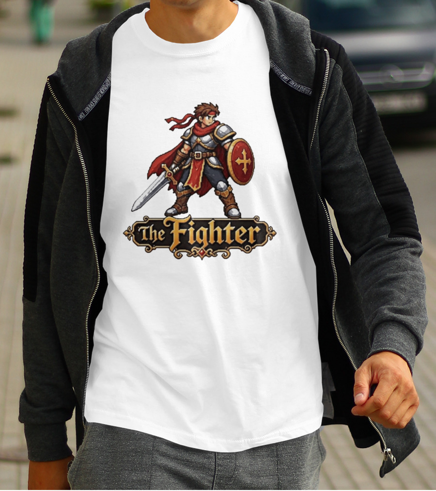 The Fighter Fantasy RPG Pixel Knight Sword And Shield Hero T-Shirt