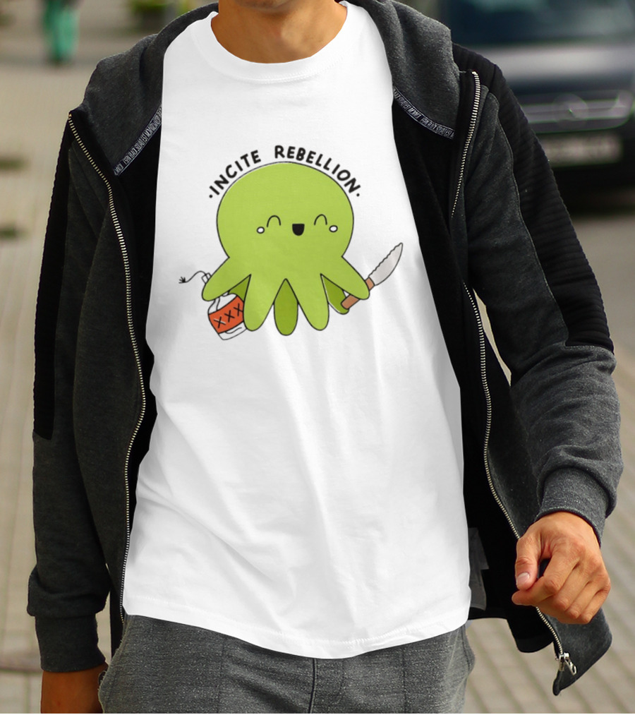 Incite Rebellion Octopus Knife Molotov Cocktail T-Shirt