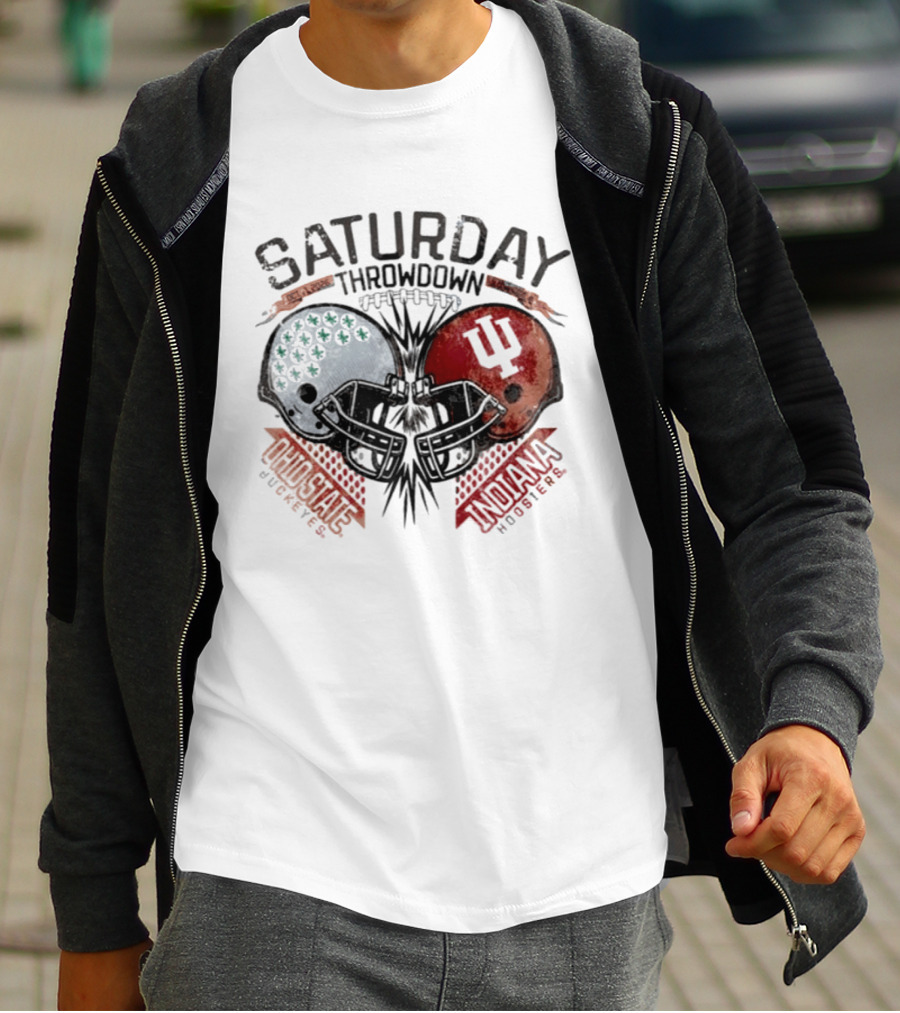Indiana Hoosiers Ohio State Buckeyes Saturday Throwdown Football 2026 Helmets T-Shirt