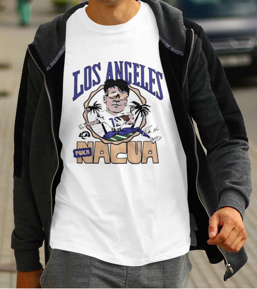 Los Angeles Rams Puka Nacua Player Caricature Football Fan T-Shirt