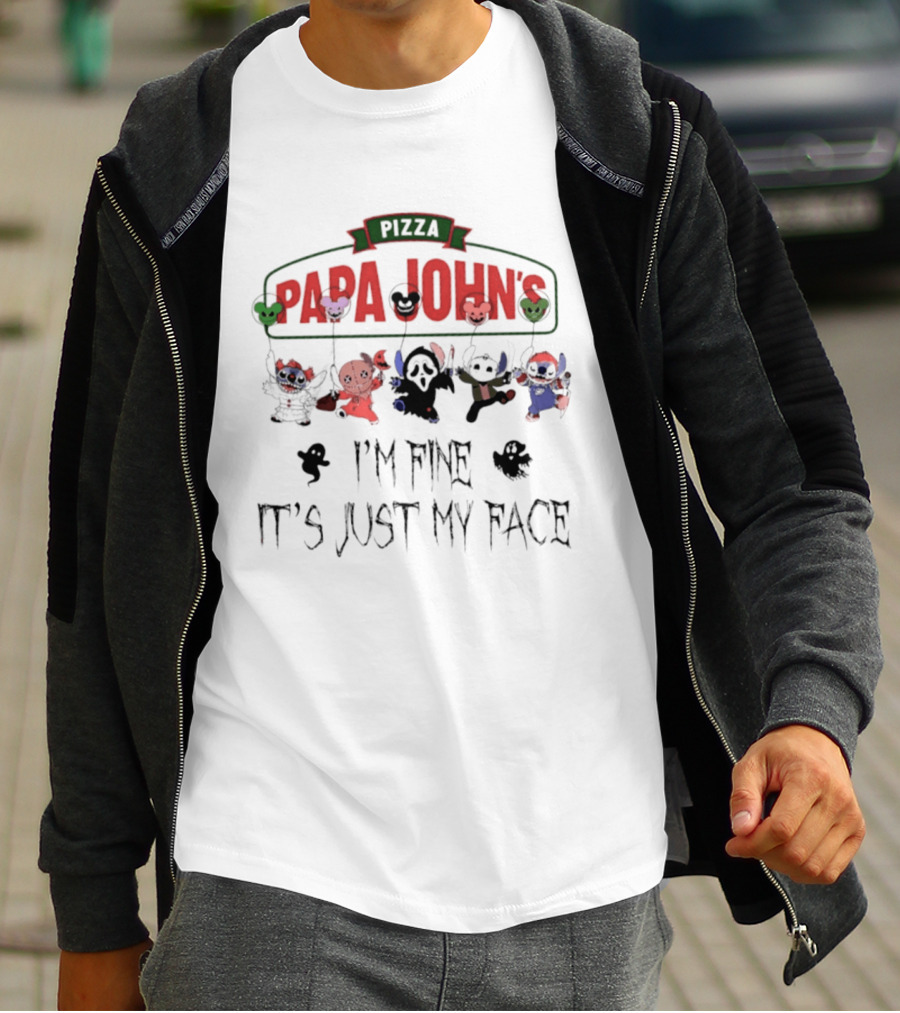 Papa John's Pizza X Stitch Halloween 2026 I'm Fine It's Just My Face T-Shirt