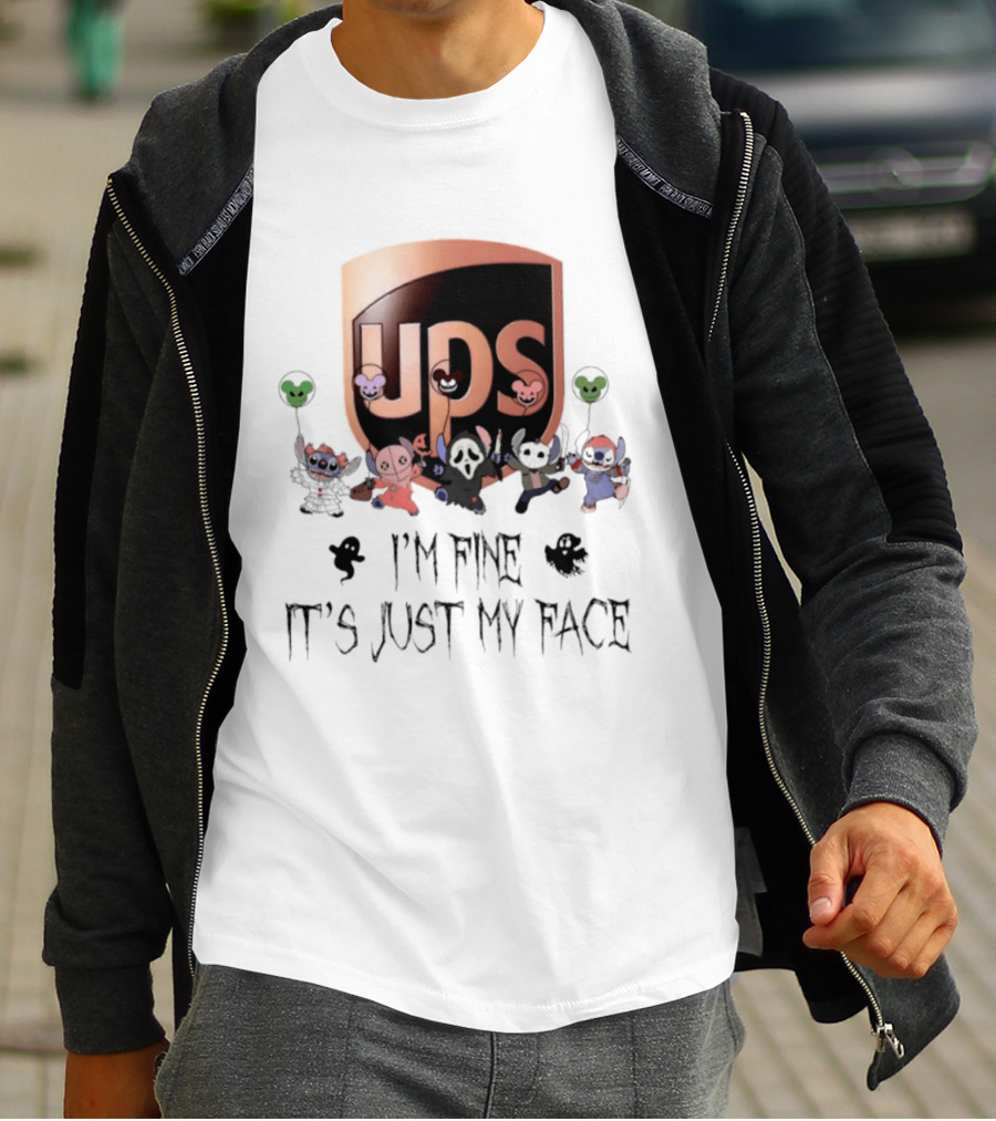 UPS X Stitch Halloween 2026 I'm Fine It's Just My Face T-Shirt