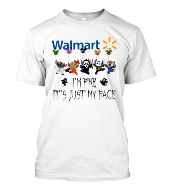 Walmart Stitch 2026 Halloween I'm Fine It's Just My Face Balloon Characters T-Shirt
