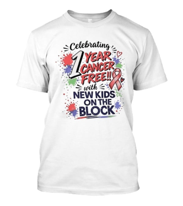 Celebrating 1 Year Cancer Free With New Kids On The Block Ribbon T-Shirt