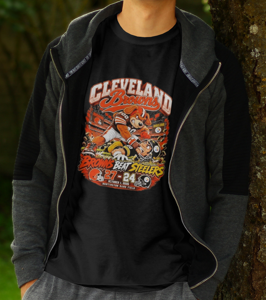 Cleveland Browns Beat Steelers 27 24 October 1 2026 Huntington Bank Field T-Shirt