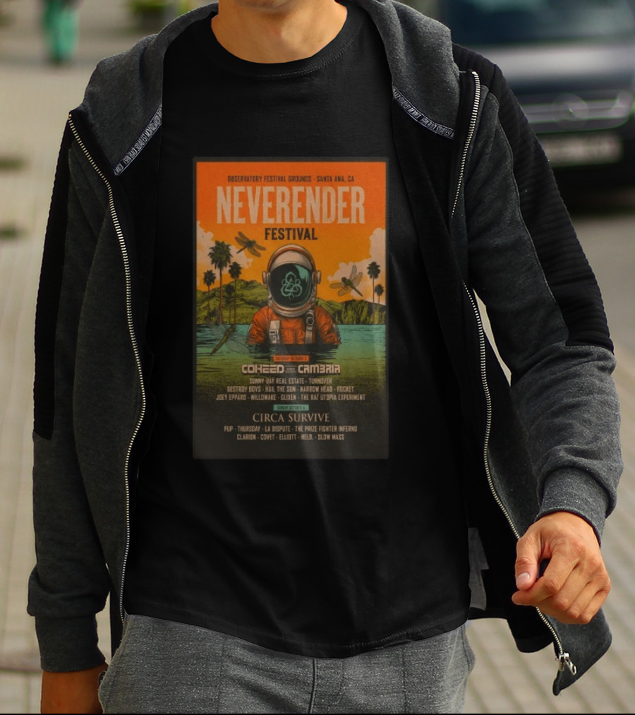 Observatory Festival Grounds Santa Ana 2026 Neverender Festival Coheed And Cambria Circa Survive Lineup T-Shirt
