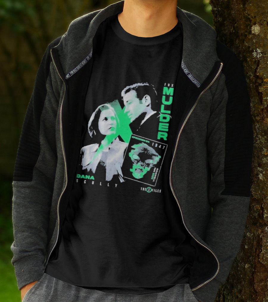 Fox Mulder Dana Scully The X Files 1997 Skull Print T-Shirt