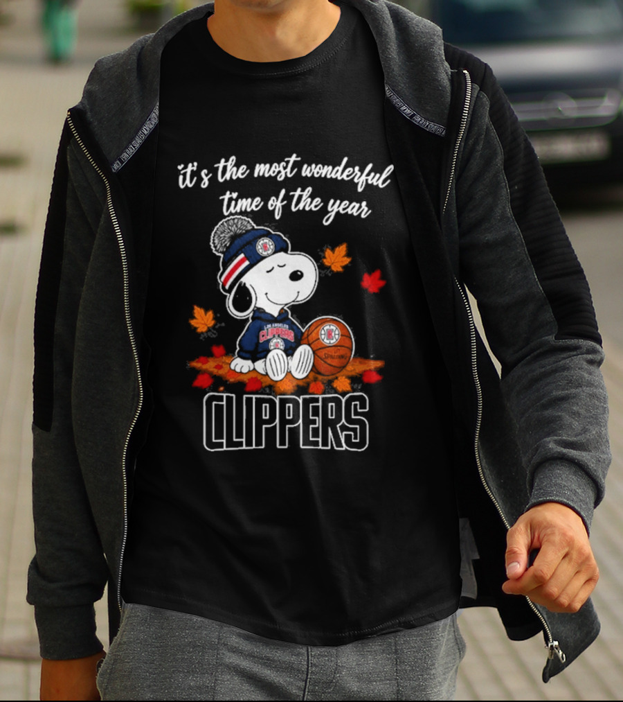 Los Angeles Clippers Snoopy Autumn Football Most Wonderful Time Of The Year T-Shirt