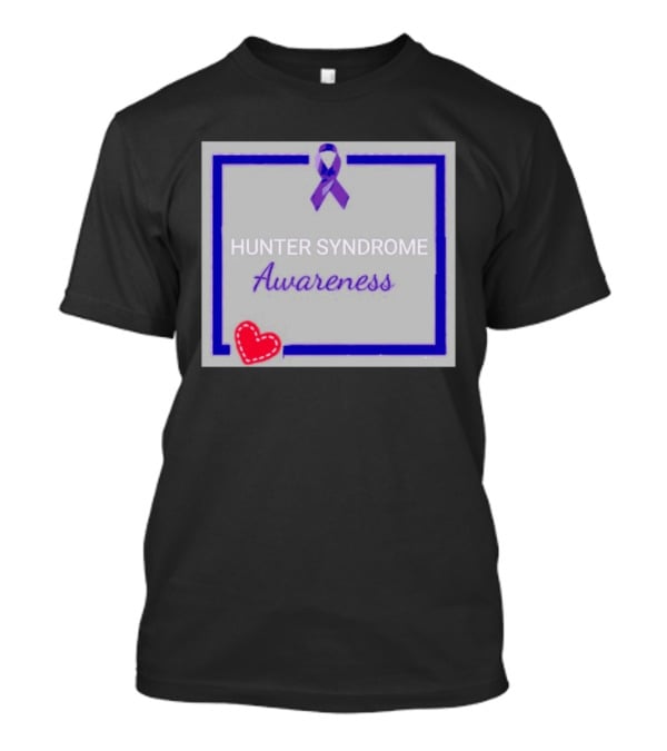 Hunter Syndrome Awareness Purple Ribbon And Heart Symbolization T-Shirt
