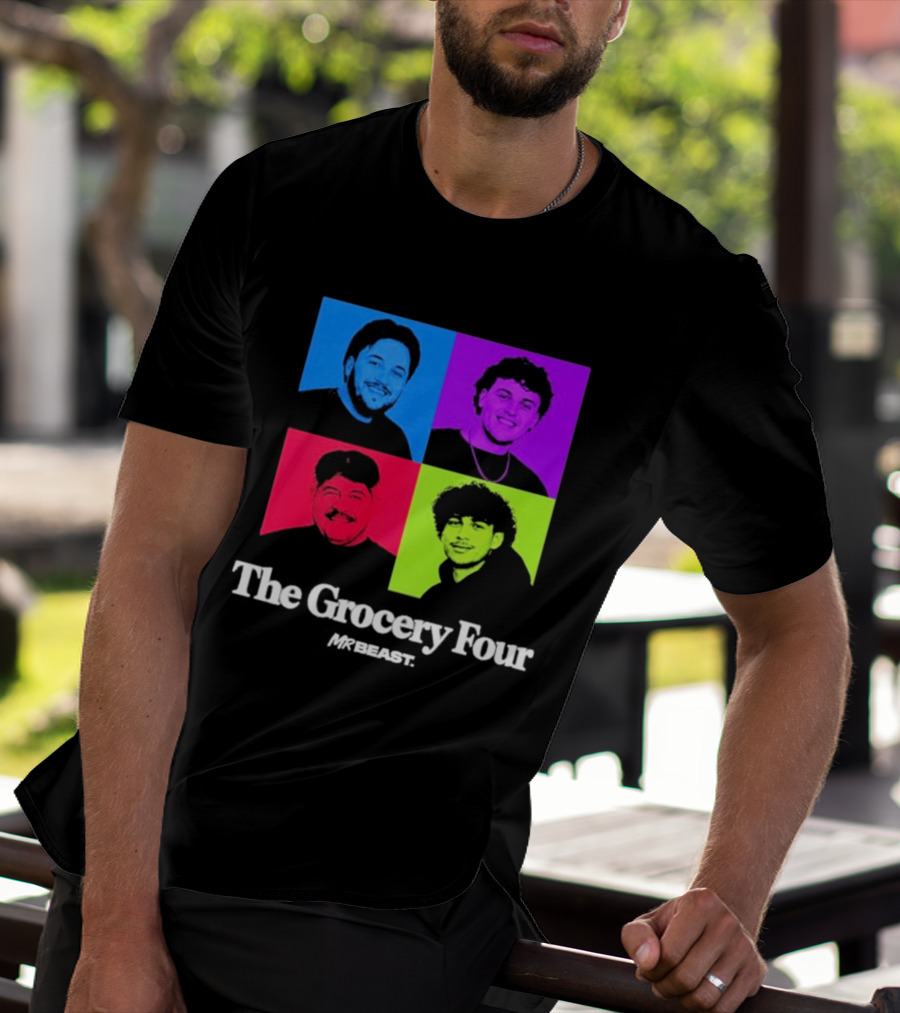 MrBeast Grocery Four Pop Art Style Colorful Portraits T-Shirt