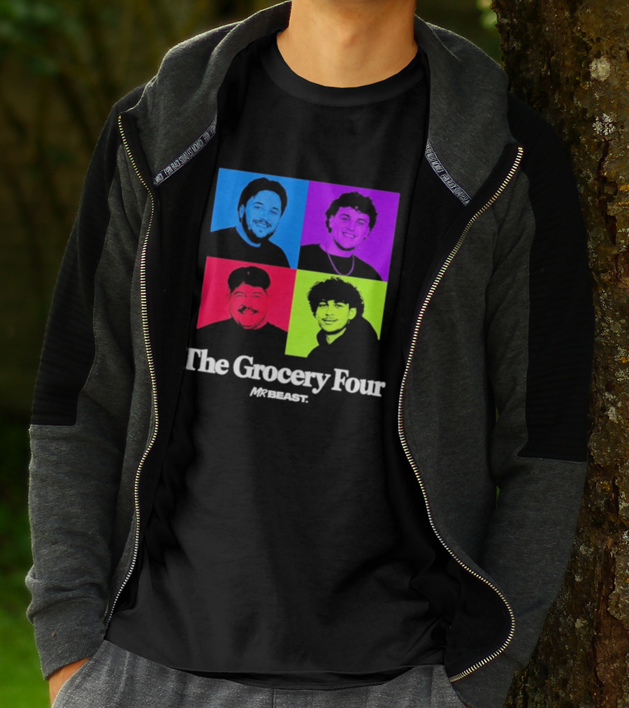 MrBeast Grocery Four Pop Art Style Colorful Portraits T-Shirt