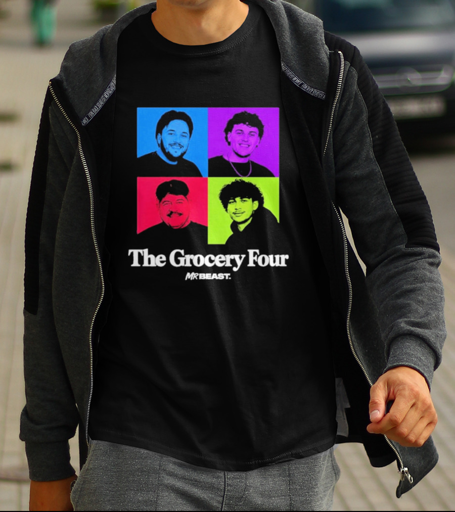 MrBeast Grocery Four Pop Art Style Colorful Portraits T-Shirt