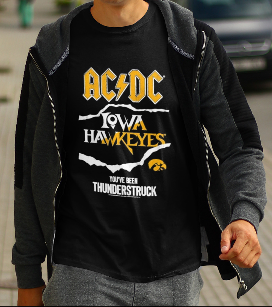 AC DC Iowa Hawkeyes You've Been Thunderstruck T-Shirt