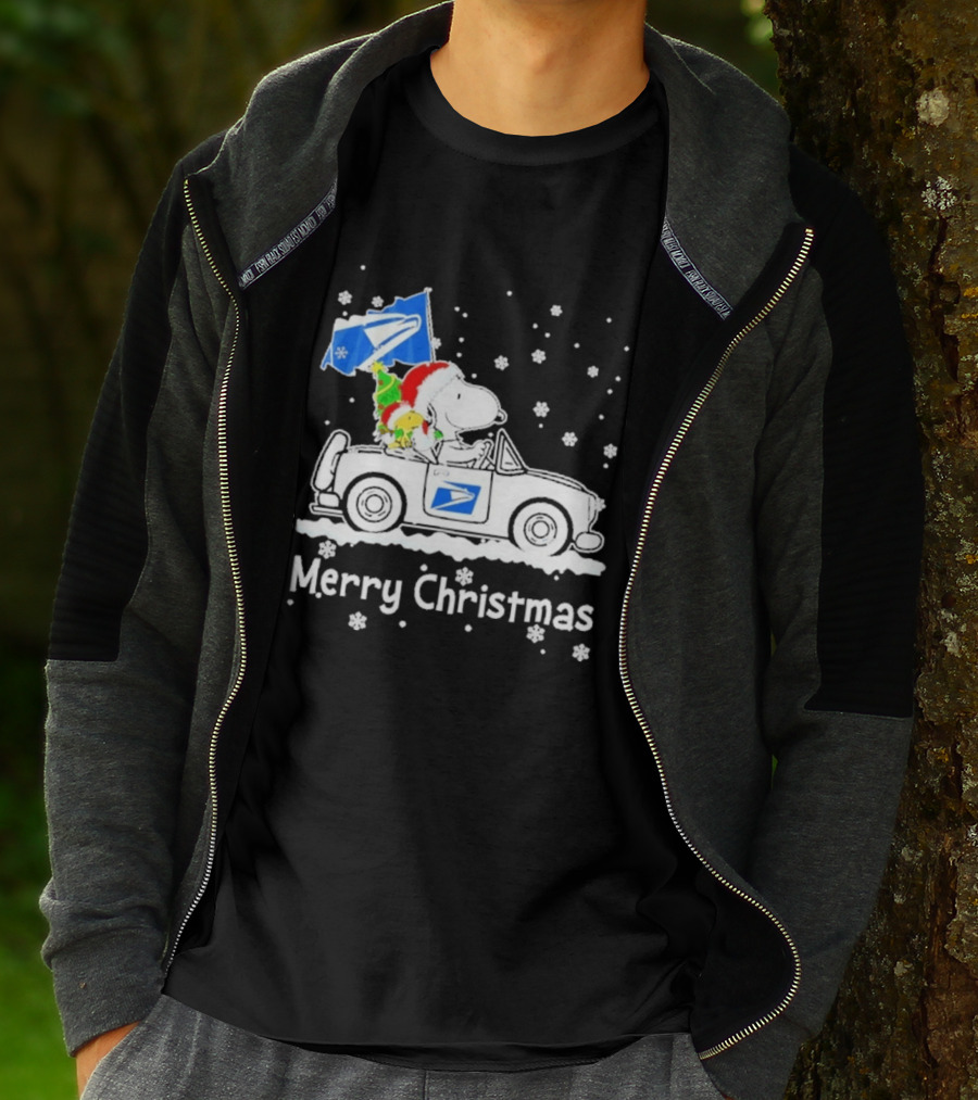 United States Postal Service Snoopy Woodstock Car Merry Christmas 2026 T-Shirt