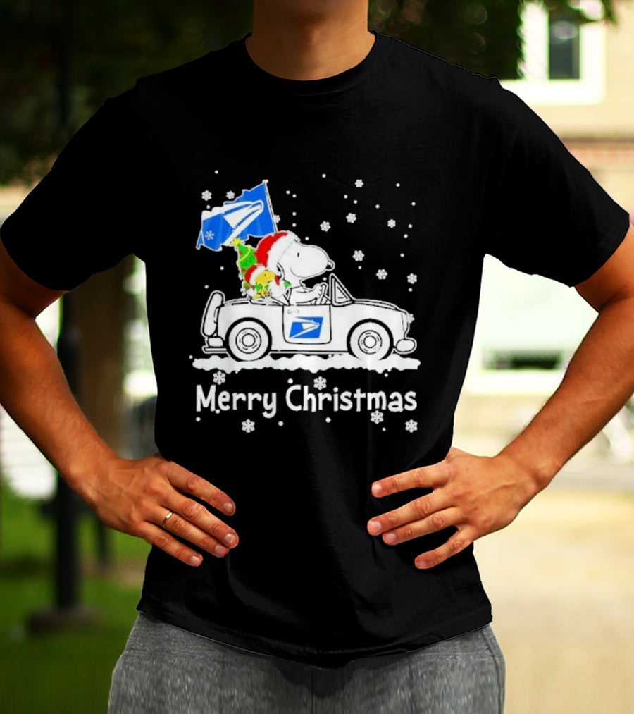 United States Postal Service Snoopy Woodstock Car Merry Christmas 2026 T-Shirt