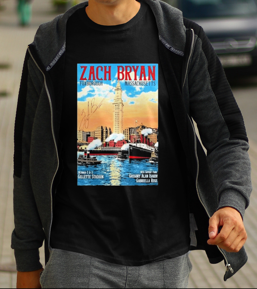 Zach Bryan Foxborough Massachusetts Gillette Stadium October 2 3 2026 Gregory Alan Isakov Gabriella Rose T-Shirt