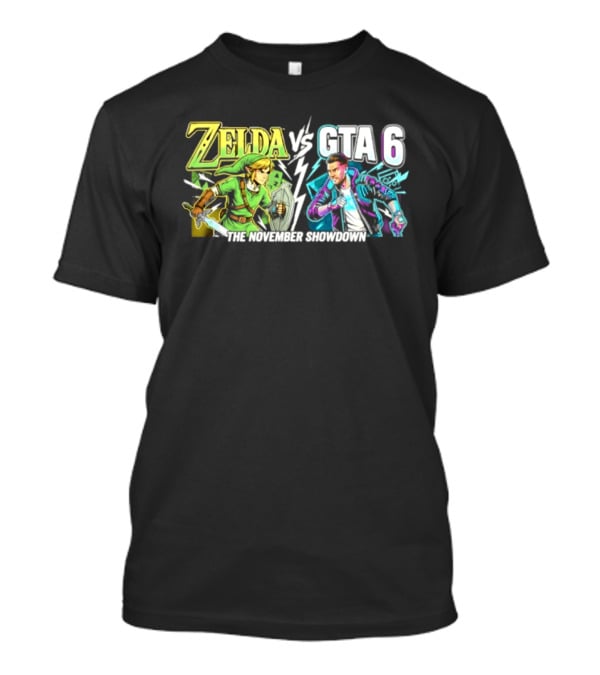 Zelda Vs GTA 6 The November Showdown Gaming Epic Clash T-Shirt