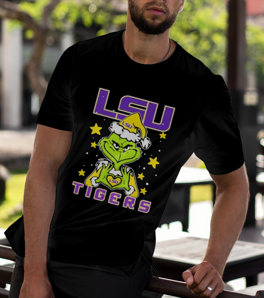 LSU Tigers Grinch Love Hands Christmas 2026 Football Holiday T-Shirt