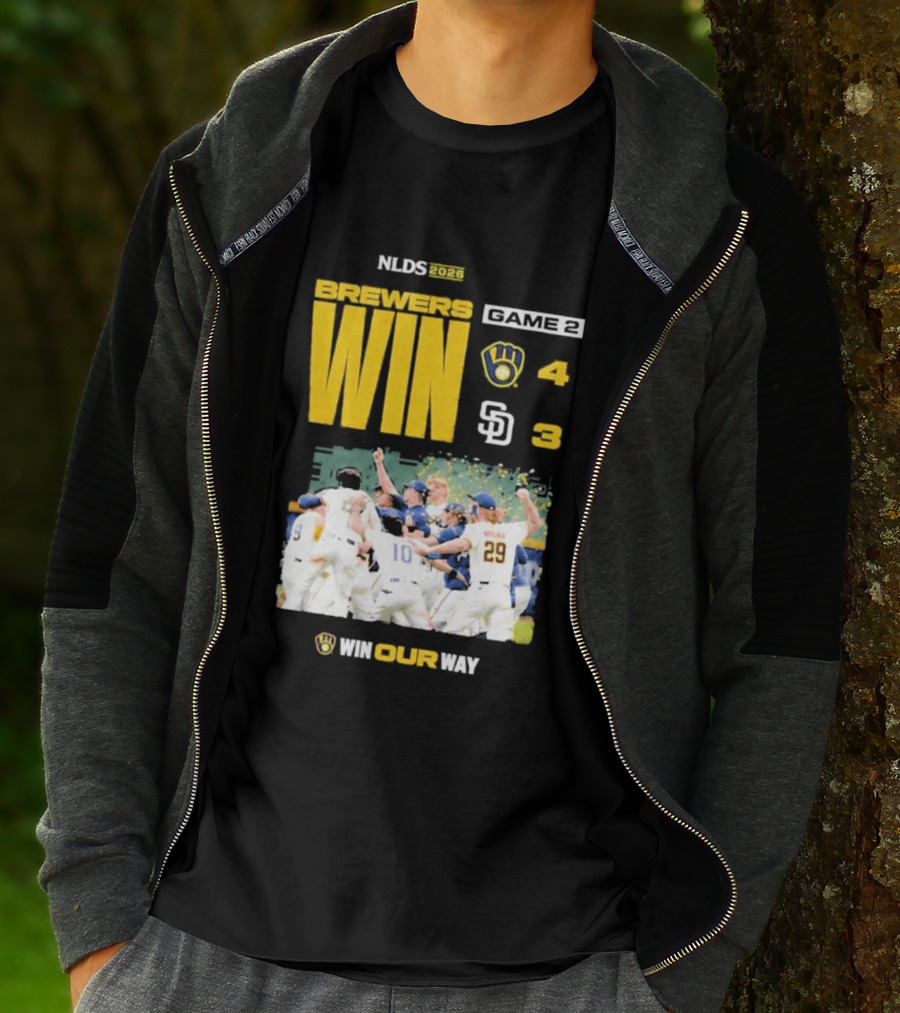 NLDS 2026 Brewers Win Game 2 Win Our Way 4 3 Victory Celebration T-Shirt