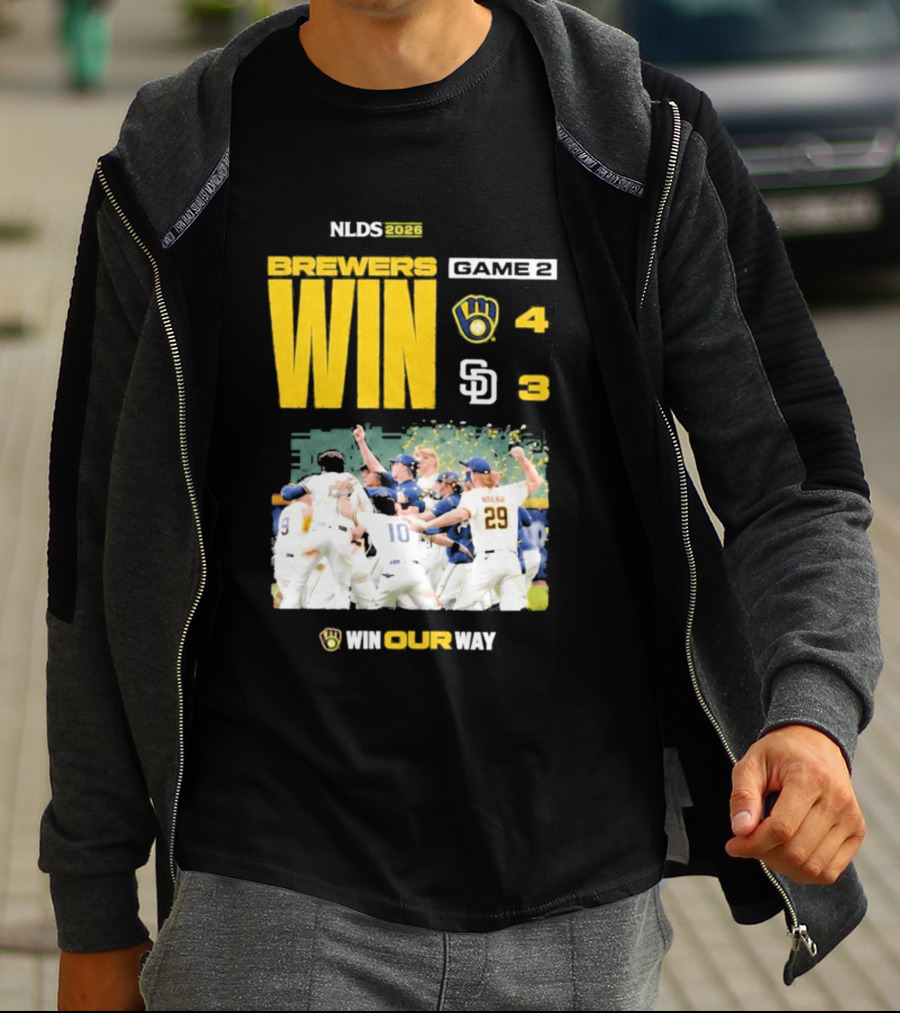NLDS 2026 Brewers Win Game 2 Win Our Way 4 3 Victory Celebration T-Shirt