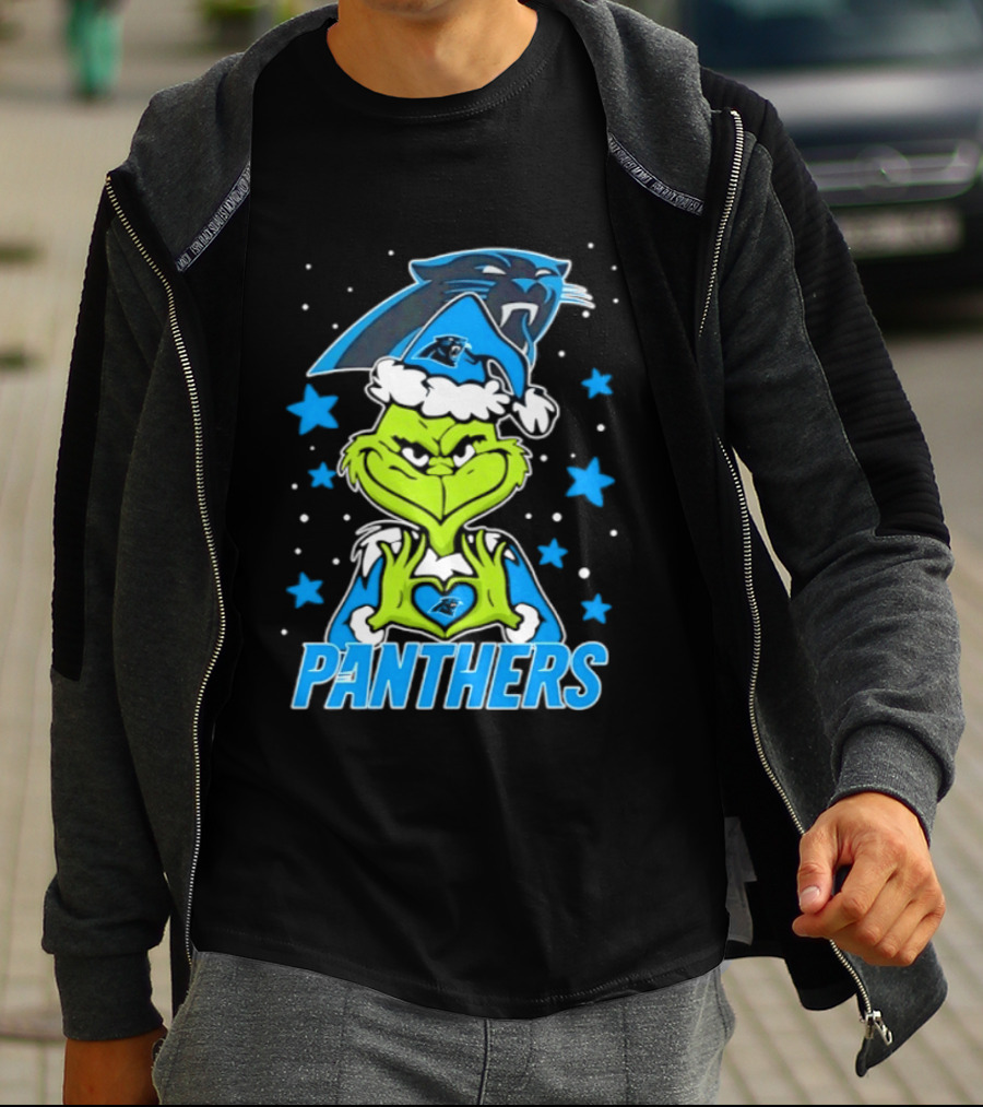 Carolina Panthers Grinch Love Hands Christmas 2026 Football Magic T-Shirt