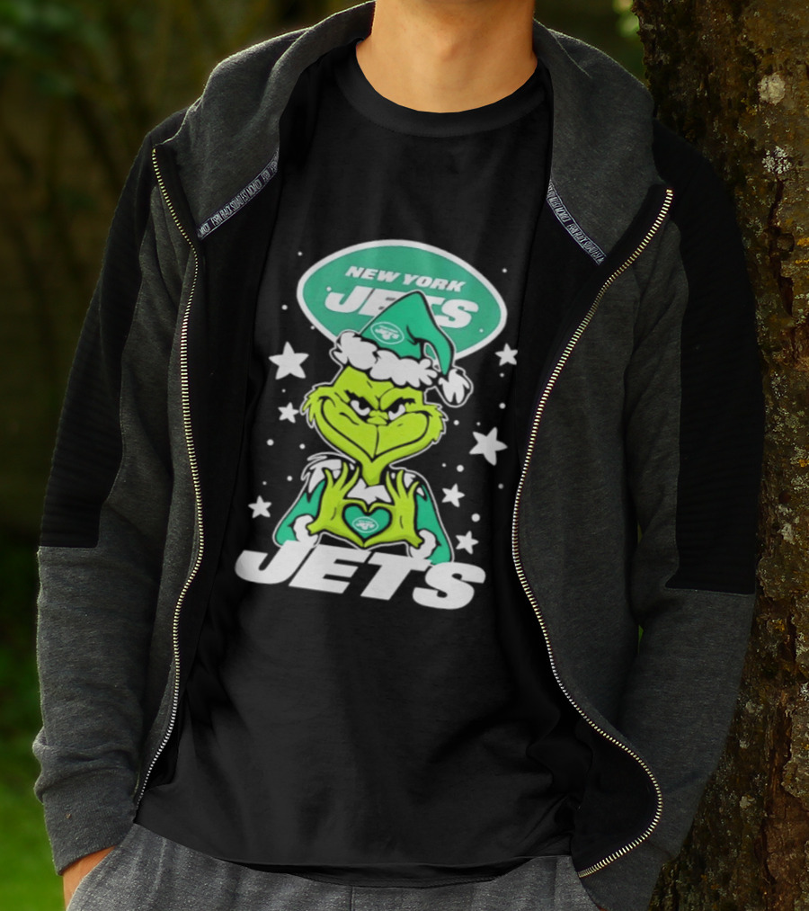 New York Jets Grinch Christmas 2026 Football Love Hands T-Shirt