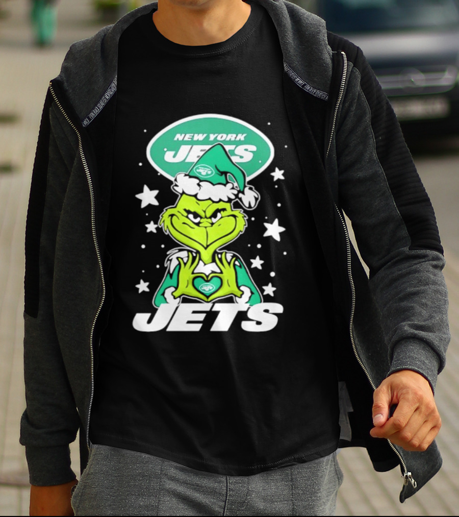 New York Jets Grinch Christmas 2026 Football Love Hands T-Shirt