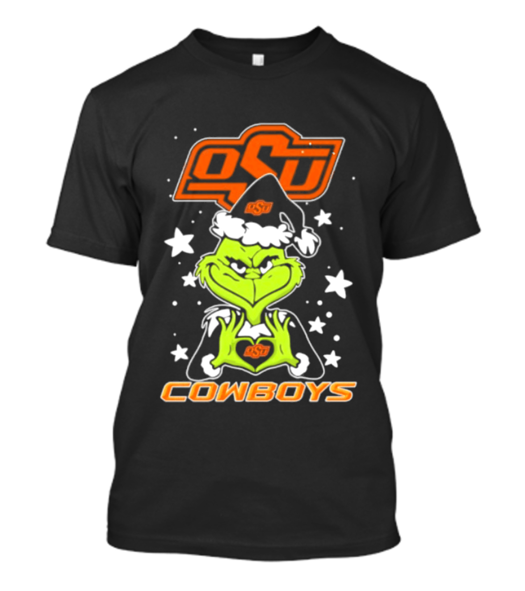 Oklahoma State Cowboys Grinch Love Hands Christmas Football 2026 T-Shirt