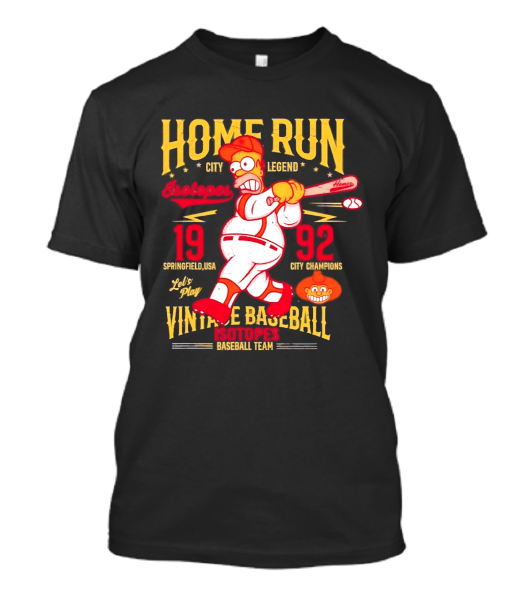 Home Run City Legend Springfield USA 1992 Let's Play Vintage Baseball Team T-Shirt
