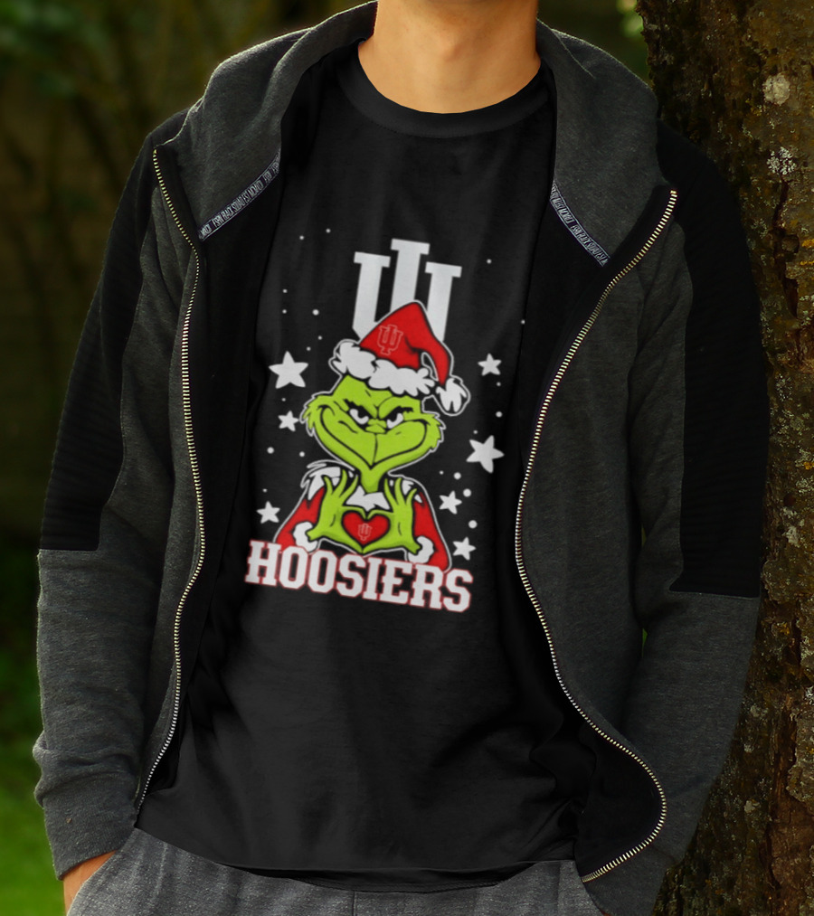 Indiana Hoosiers Grinch Christmas Love Hands 2026 Football T-Shirt