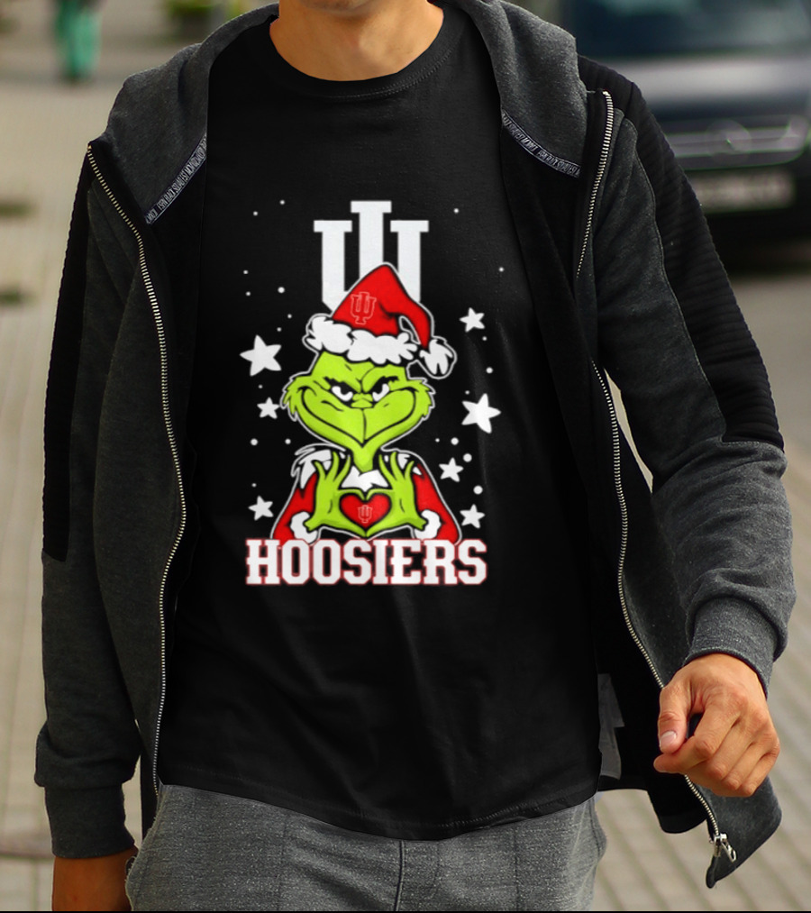 Indiana Hoosiers Grinch Christmas Love Hands 2026 Football T-Shirt