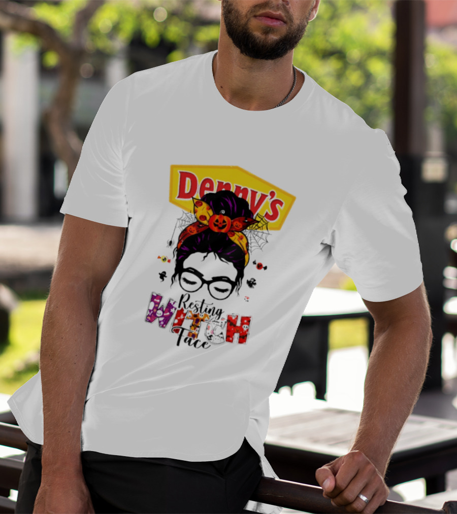 Denny's Resting Witch Face Halloween 2026 Pumpkin Headband And Web Glasses T-Shirt