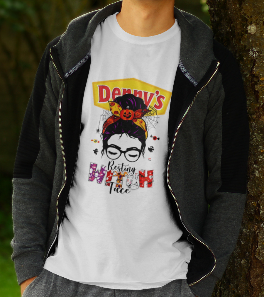 Denny's Resting Witch Face Halloween 2026 Pumpkin Headband And Web Glasses T-Shirt