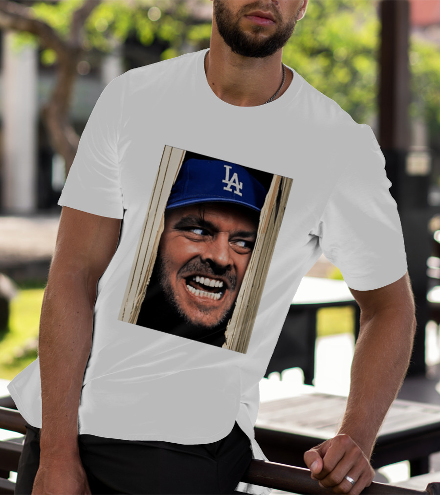 Jack Torrance LA Dodgers Hat Here's Johnny The Shining Baseball T-Shirt
