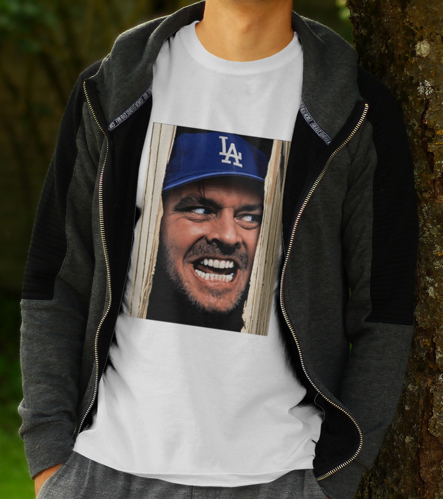 Jack Torrance LA Dodgers Hat Here's Johnny The Shining Baseball T-Shirt