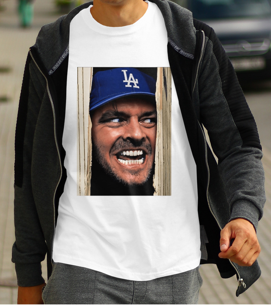Jack Torrance LA Dodgers Hat Here's Johnny The Shining Baseball T-Shirt