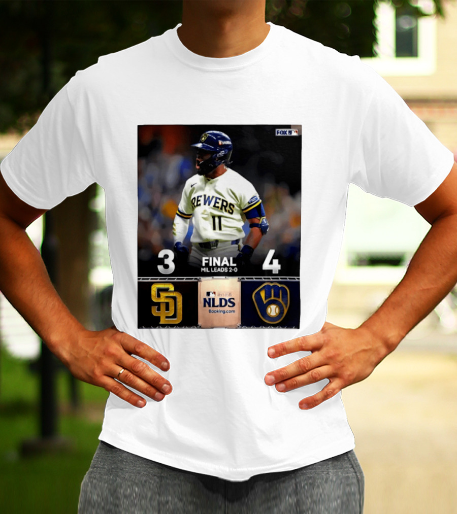 Milwaukee Brewers Vs San Diego Padres 4 3 Game 2 2026 NLDS Final Score MIL Leads 2 0 T-Shirt