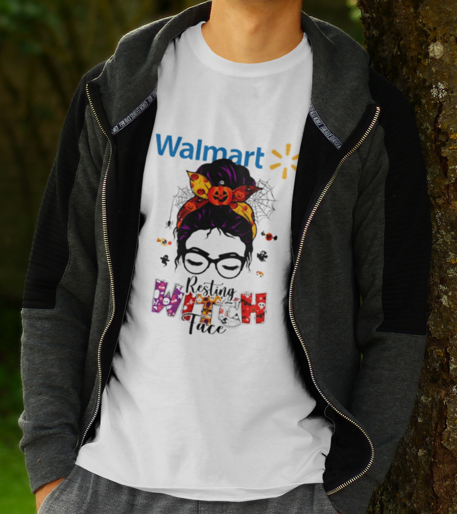 Walmart Resting Witch Face Halloween 2026 Pumpkin Glasses Fun T-Shirt