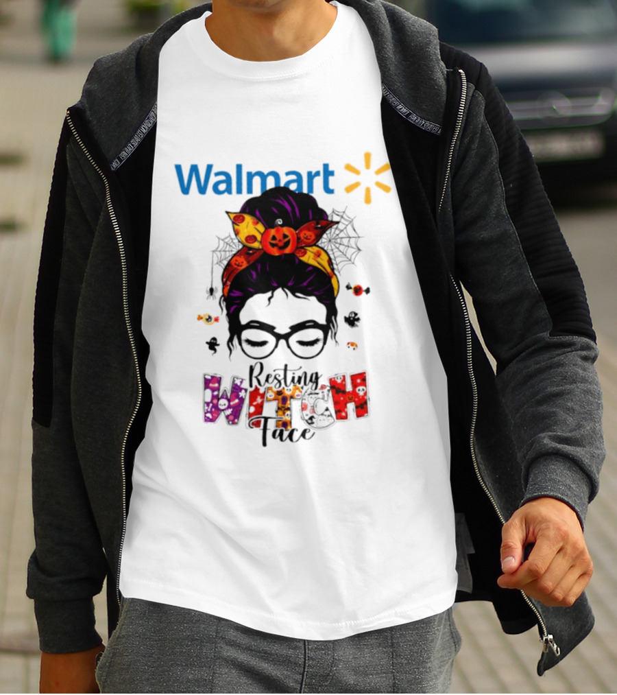 Walmart Resting Witch Face Halloween 2026 Pumpkin Glasses Fun T-Shirt