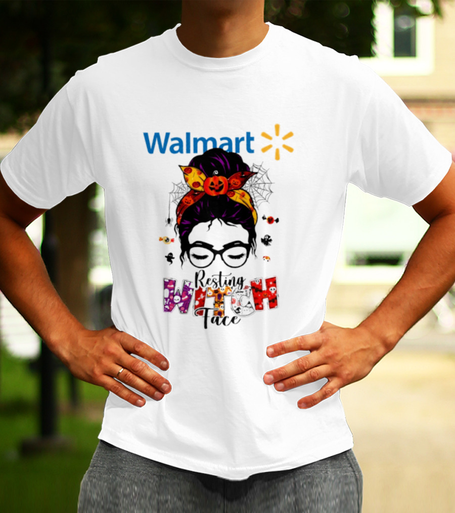 Walmart Resting Witch Face Halloween 2026 Pumpkin Glasses Fun T-Shirt