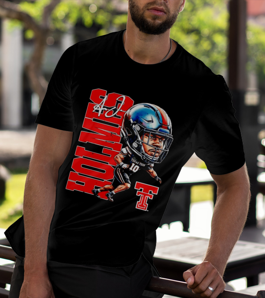 A.J. Holmes Jr Texas Tech Red Raiders Football FT NCAA Bobble Head T-Shirt