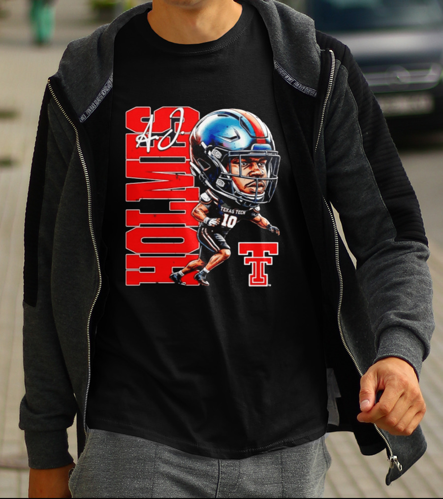 A.J. Holmes Jr Texas Tech Red Raiders Football FT NCAA Bobble Head T-Shirt