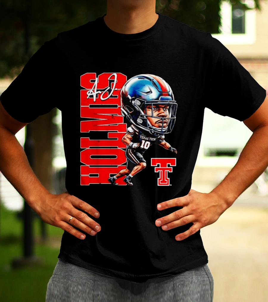 A.J. Holmes Jr Texas Tech Red Raiders Football FT NCAA Bobble Head T-Shirt
