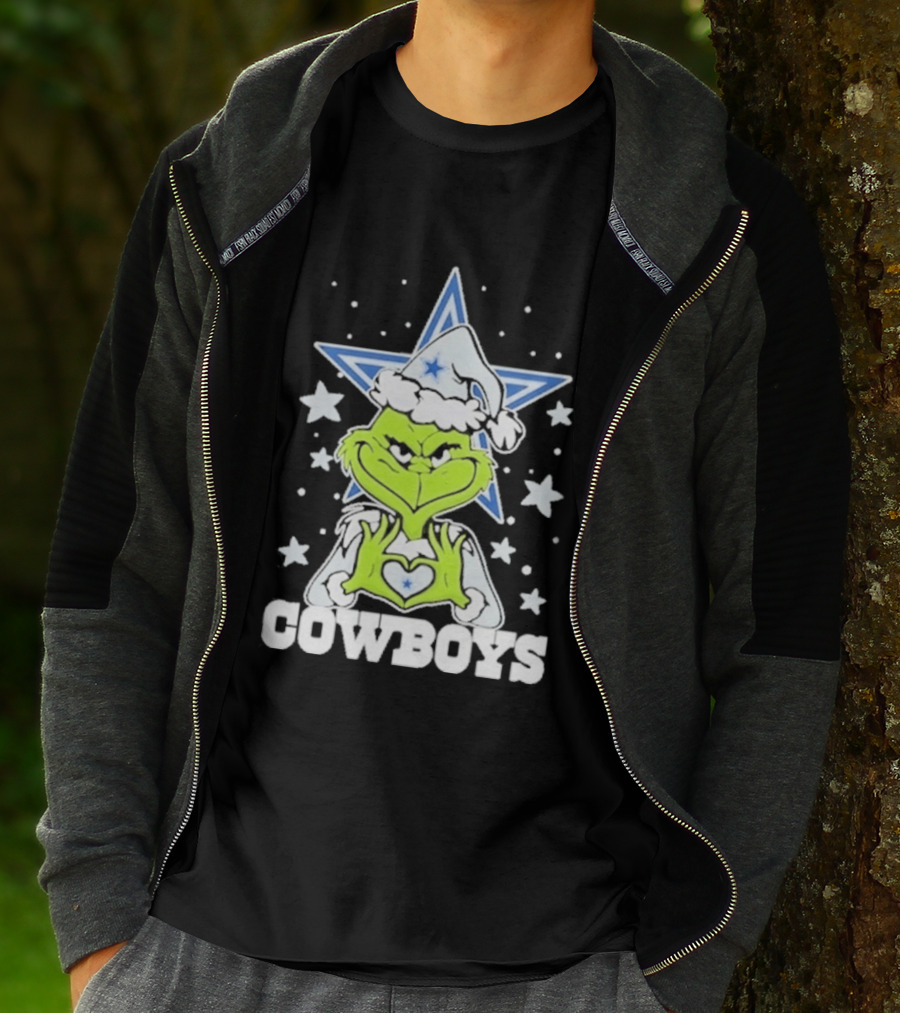 Dallas Cowboys Grinch Love Hands Christmas Star 2026 Football T-Shirt